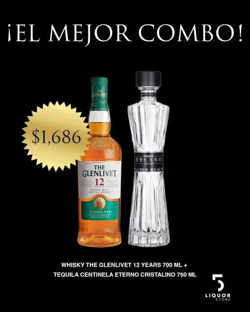 The Glenlivet 12 Años + Tequila Centinela Eterno Cristalino Combo